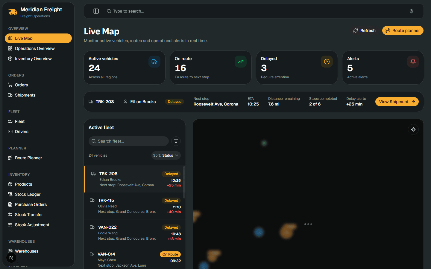 Live fleet tracking